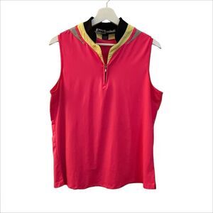 Jamie Sadock Pink Yellow and Gray Sleeveless Activewear Shirt